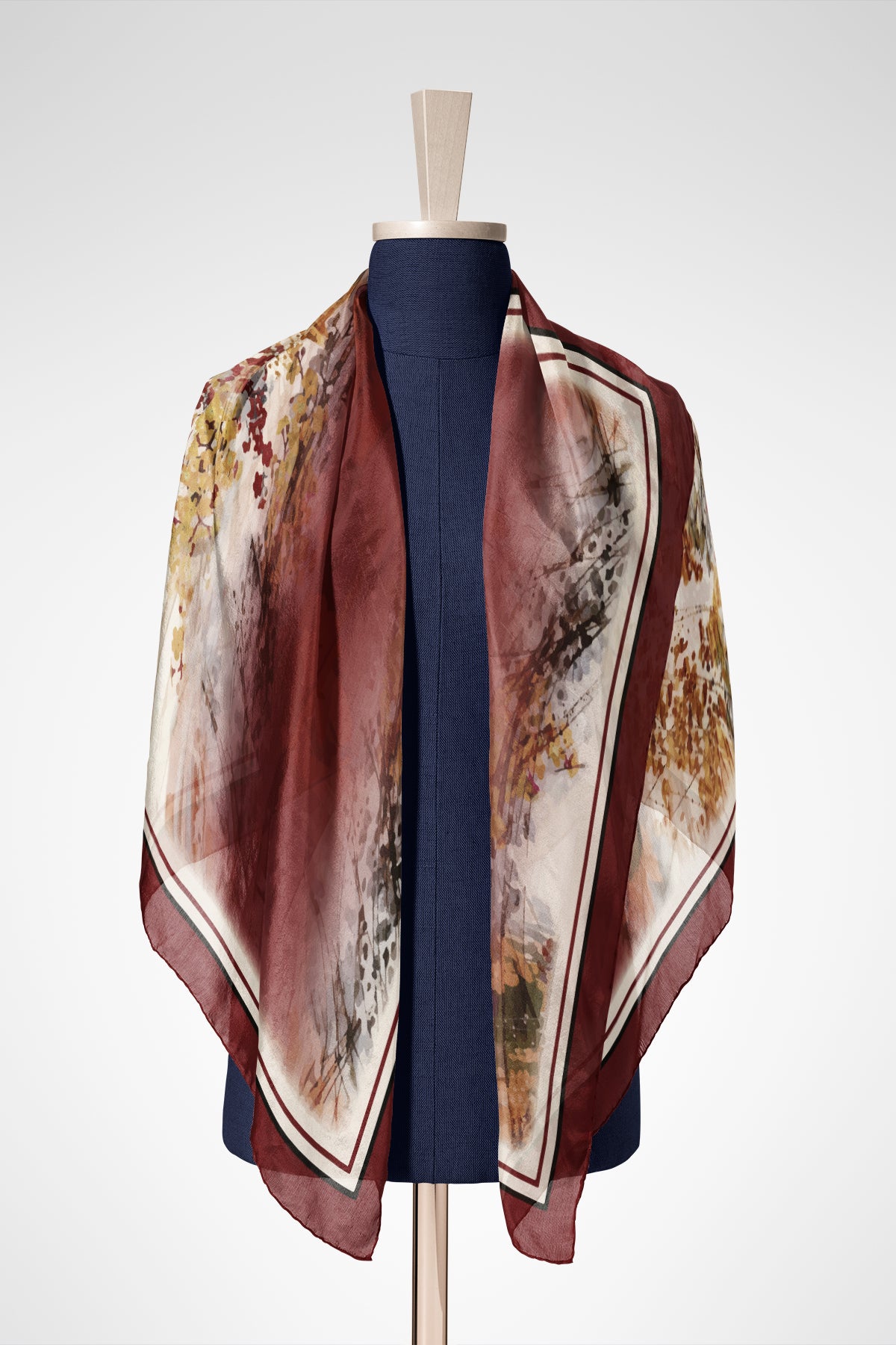 Bordo Vadi Pamuk İpek Şal S-601