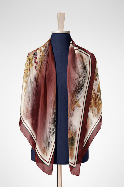 Bordo Vadi Pamuk İpek Şal S-601