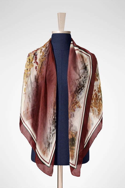 Bordo Vadi Pamuk İpek Şal S-601