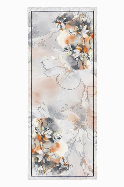 Gümüş Çiçek Pamuk İpek Şal S-602