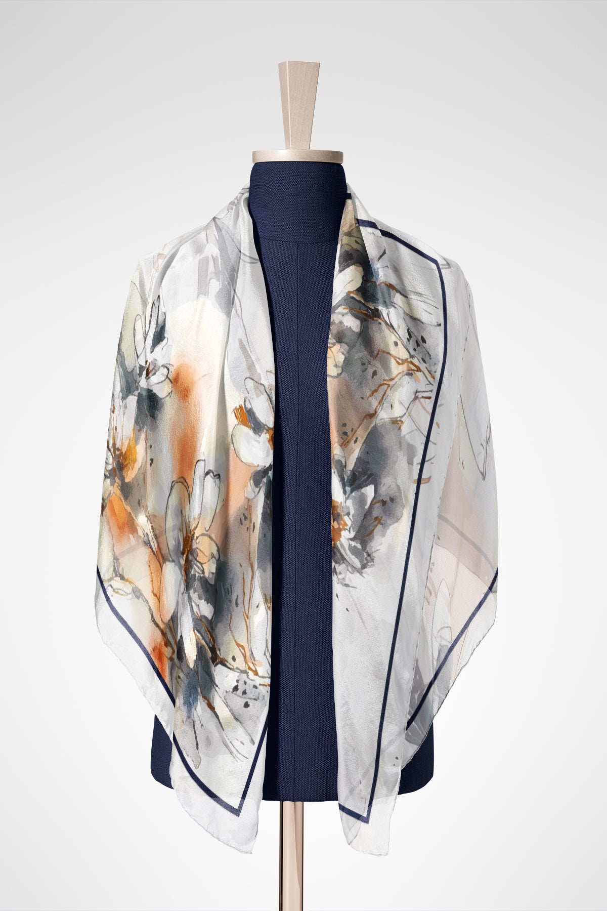 Gümüş Çiçek Pamuk İpek Şal S-602