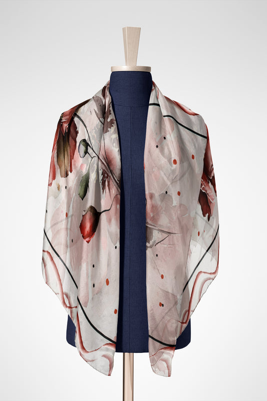 Kiremit Gül Pamuk İpek Şal S-604