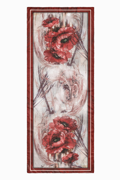 Bordo Gelincik Pamuk İpek Şal S-605