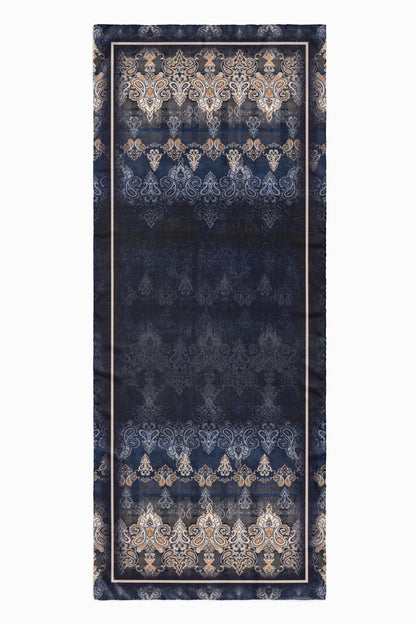 Gece Mavisi Paisley Pamuk İpek Şal S-607