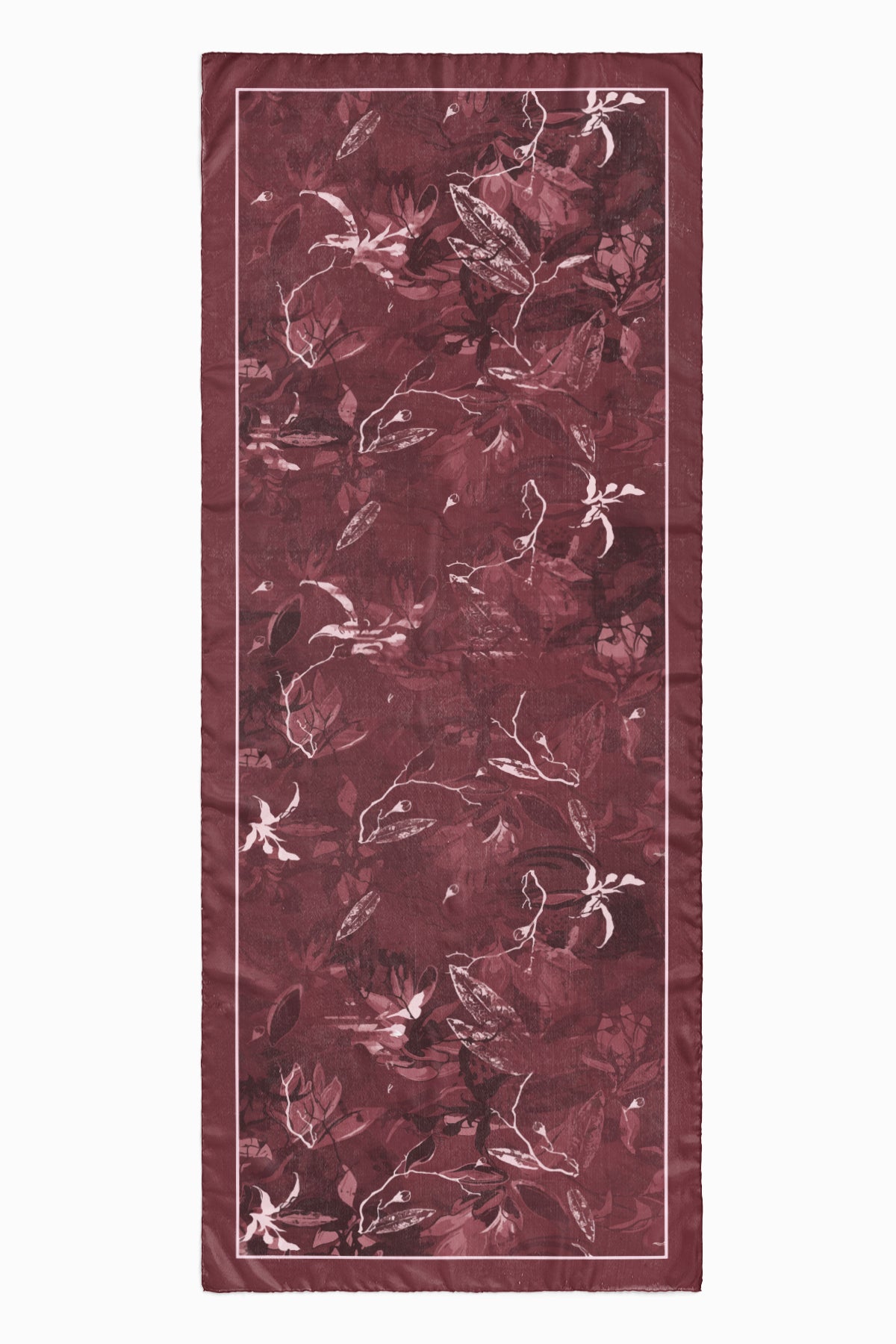 Bordo Flora Pamuk İpek Şal S-609