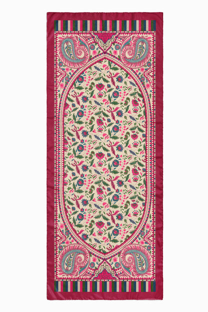 Fuşya Etnik Pamuk İpek Şal S-610